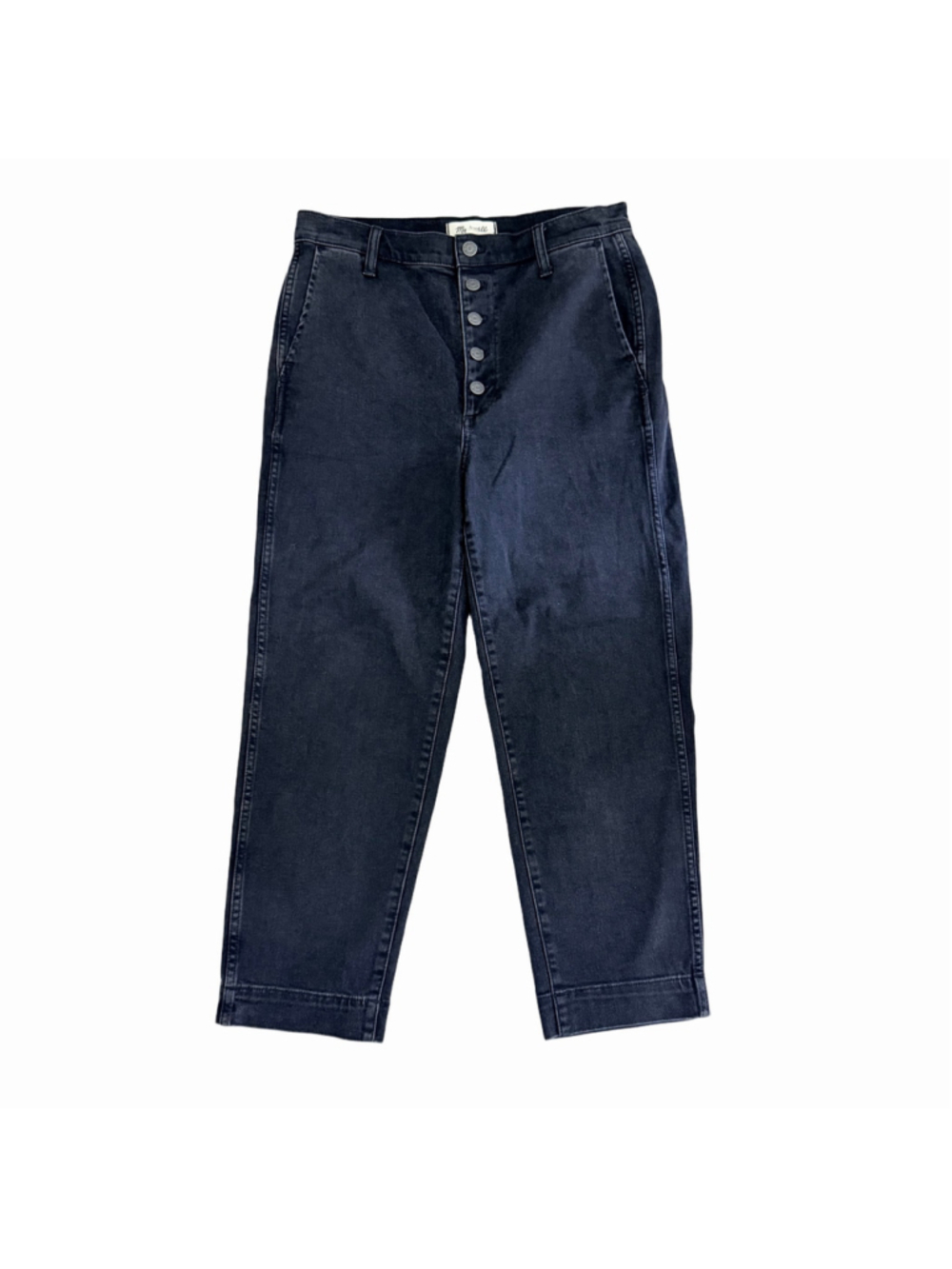 Madewell Washed Black Straight Crop High Rise Button-Fly Jeans Women's Size 29